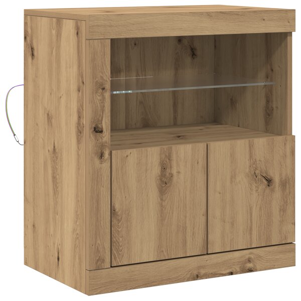 Buffet vidaXL avec lumières LED Chêne artisanal 60 5x37x67 cm