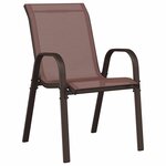 vidaXL Chaises empilables de jardin lot de 2 Marron Tissu textilène