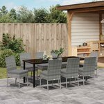 vidaXL Ensemble de salle à manger pour jardin 9 Pièces Gris Poly rotin