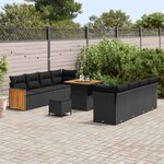 vidaXL Ensemble de canapé de jardin avec coussin 11 Pièces Noir