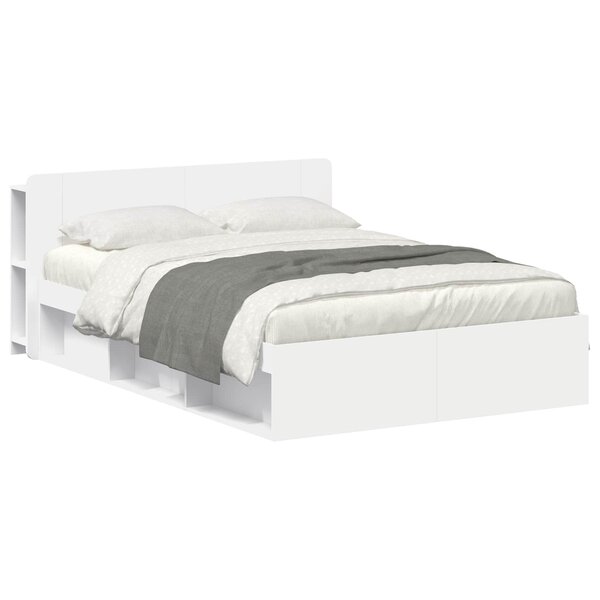 vidaXL Cadre de lit avec rangement avec tête de lit Blanc 160 x 200 cm