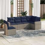 vidaXL Salon de jardin 6 Pièces avec coussins gris résine tressée