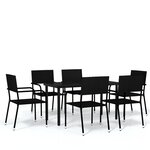 vidaXL Ensemble à manger de jardin 7 Pièces Noir