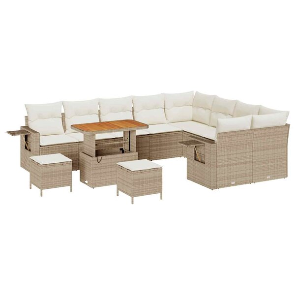 vidaXL Ensemble de canapé de jardin 12 Pièces Beige polyrotin