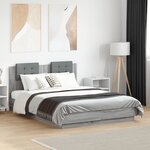 vidaXL Cadre de lit tête de lit et lumières LED sonoma gris 120x190 cm
