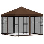 vidaXL Abri de jardin avec parois 3 x 3 m Marron Polyester et Acier