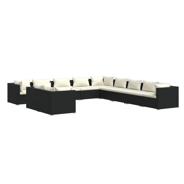vidaXL Salon de jardin 11 Pièces avec coussins noir résine tressée