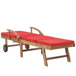 vidaXL Chaises longues avec coussins 2 Pièces Bois de teck solide Rouge