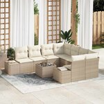 vidaXL Ensemble de canapé de jardin avec coussin 9 Pièces Beige et crème