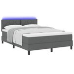 vidaXL Lit à ressorts avec matelas Gris foncé 140 x 190 cm tissu