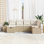 vidaXL Ensemble de canapé de jardin 6 Pièces Beige Poly rotin