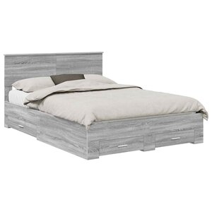 vidaXL Cadre de lit Gris Sonoma 140 x 190 cm Bois d'ingénierie