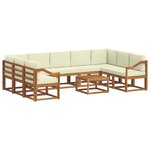 vidaXL Ensemble de canapés d'extérieur 10 pc Naturel et Crème