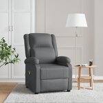 vidaXL Fauteuil de massage Gris Similicuir