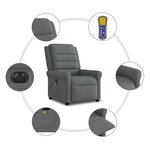vidaXL Fauteuil inclinable de massage électrique gris foncé tissu