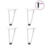 vidaXL Pieds en épingle à cheveux pour table basse 4 pièces Blanc 20 cm Acier massif