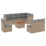vidaXL Salon de jardin avec coussins 9Pièces mélange beige résine tressée