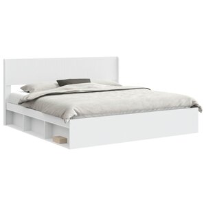 vidaXL Cadre de lit avec rangement et tête de lit Blanc 200 x 200 cm