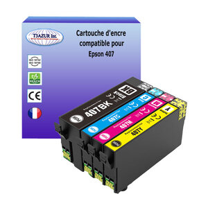 4 cartouches d'encre génériques epson workforce pro wf-4745  wf-4745dtwf  407xl