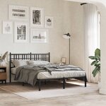 vidaXL Cadre de lit métal sans matelas avec tête de lit noir 140x190cm