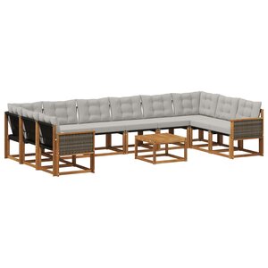 vidaXL Ensemble de canapés d'extérieur 11 pc Naturel et Gris clair
