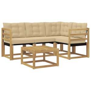 vidaXL Ensemble de canapés d'extérieur 5 Pièces Blanc et Beige