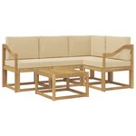 vidaXL Ensemble de canapés d'extérieur 5 Pièces Blanc et Beige