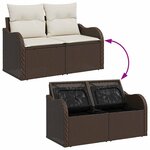vidaXL Ensemble de canapé de jardin 7 Pièces Marron et blanc Poly rotin
