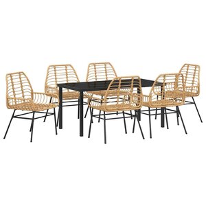 vidaXL Ensemble de salle à manger pour jardin 7 Pièces Marron polyrotin