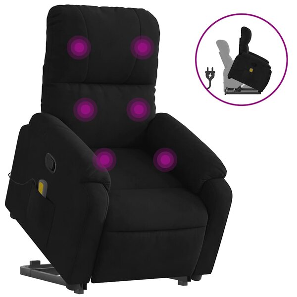vidaXL Fauteuil inclinable de massage noir tissu microfibre
