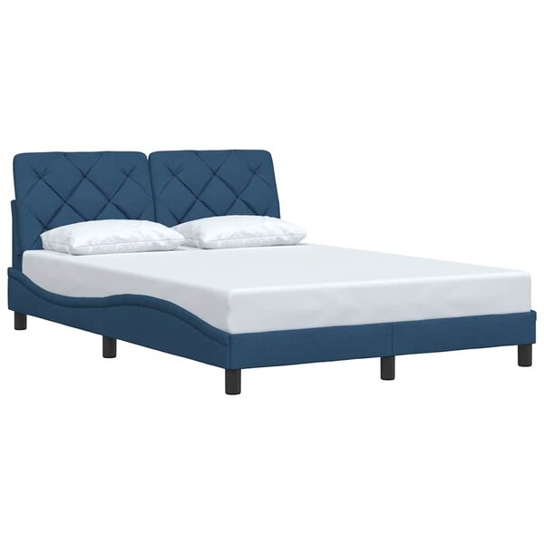 vidaXL Cadre de lit sans matelas bleu 140x200 cm tissu