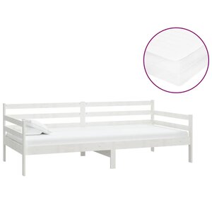 vidaXL Lit de repos avec matelas 90x200 cm Blanc Bois de pin massif
