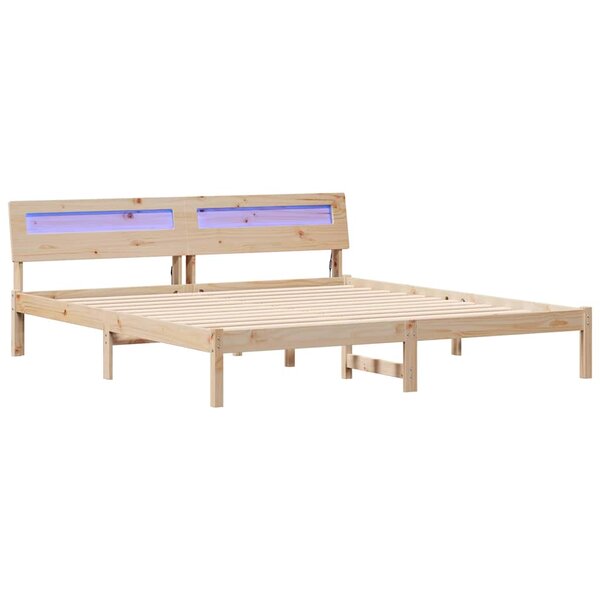 vidaXL Cadre de lit avec tête de lit Marron 200 x 200 cm Pin massif