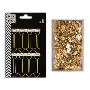 8 trombones flèches XL + 150 punaises dorées