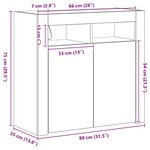 Buffet vidaXL avec lumières LED  Chêne noir  80x35x75 cm  Bois d'ingénierie