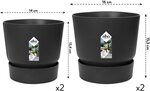 2 pots de fleur rond Greenville Ø 14 x hauteur 13 4 cm et Ø 16 x hauteur 15 3 cm - 7 L - Noir