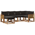 vidaXL Ensemble de canapés d'extérieur 6 pc Naturel et noir