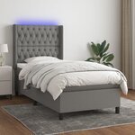 vidaXL Sommier à lattes de lit matelas LED Gris foncé 80x200cm Tissu