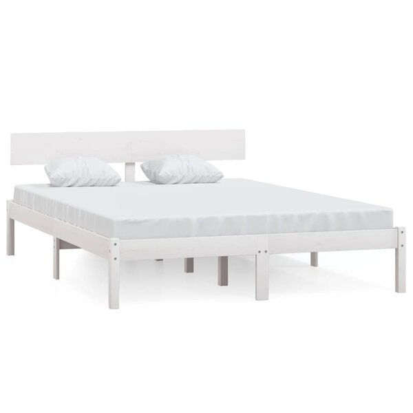 vidaXL Cadre de lit Blanc Bois de pin massif 160x200 cm