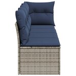 vidaXL Canapé de jardin 4 places avec coussins gris résine tressée