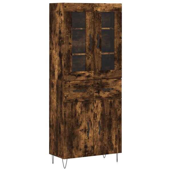vidaXL Buffet haut Chêne fumé 69 5x34x180 cm Bois d'ingénierie
