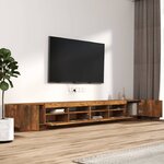 vidaXL Ensemble de meubles TV avec lumières LED 3 Pièces Chêne fumé