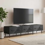 vidaXL Meuble TV avec tiroir Noir 147 x 34 5 x 30 cm Bois d'ingénierie