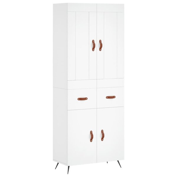 vidaXL Buffet haut Blanc 69 5x34x180 cm Bois d'ingénierie