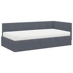 vidaXL Cadre de lit d'angle avec matelas 2 Pièces Gris Velours