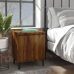 vidaXL Table de chevet avec pieds en métal chêne marron 40x30x50 cm