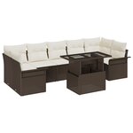 vidaXL Ensemble de canapés de jardin 8 pièces avec coussins marron poly rattan