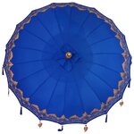 vidaXL Parasol Autre Bleu x 250 cm Coton et bois massif