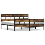 vidaXL Cadre de lit en métal sans matelas chêne fumé 200x200 cm