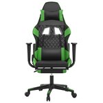 vidaXL Chaise de jeu de massage avec repose-pied Noir&Vert Similicuir